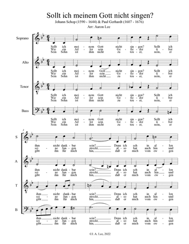 Sollt ich meinem Gott nicht singen? (SATB, a cappella)