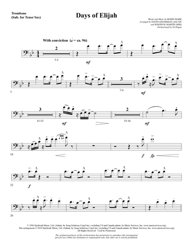 Days of Elijah (arr. David Angerman) - Trombone (sub. Tenor Sax)