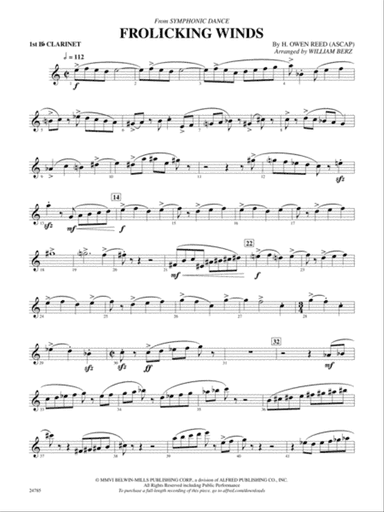 Frolicking Winds (from Symphonic Dance): 1st B-flat Clarinet