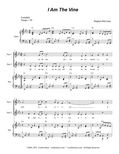 I Am The Vine (for 2-part choir)