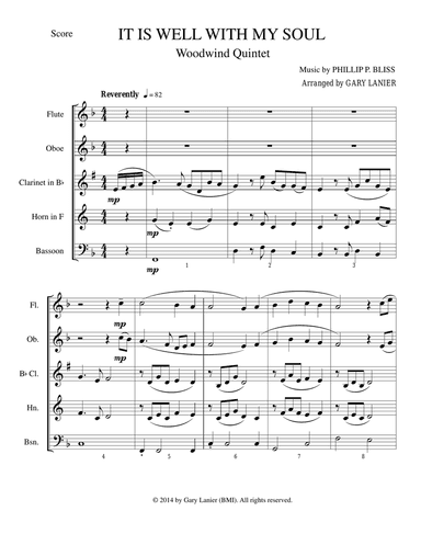 IT IS WELL WITH MY SOUL (WW Quintet with Parts)