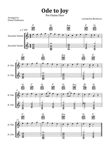 Ode to Joy (Easy Acoustic Guitar Duet)