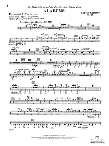 Alarums, Op. 27: 1st Percussion