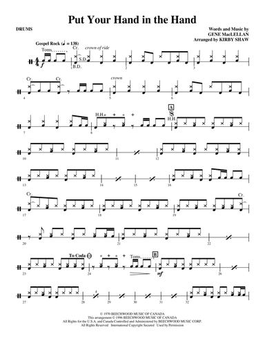 Put Your Hand In The Hand (arr. Kirby Shaw) - Drums