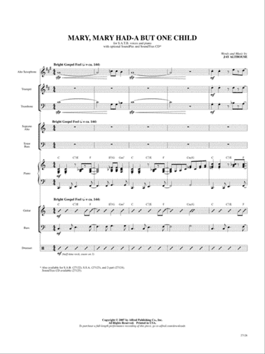 Mary, Mary Had-A But One Child: Score