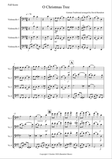 O Christmas Tree for Cello Quartet