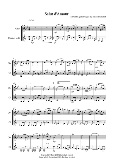 Salut d' Amour for Oboe and Clarinet Duet