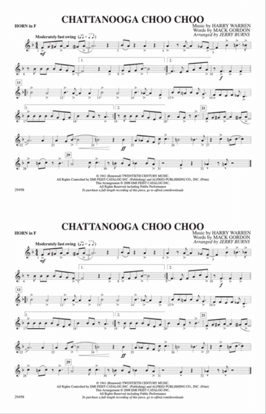 Chattanooga Choo Choo: 1st F Horn