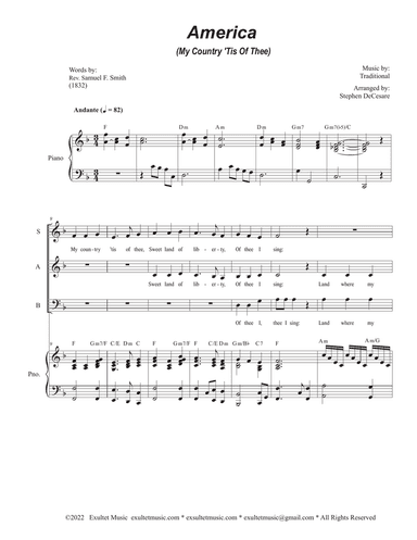 America (My Country, 'Tis of Thee) (Vocal Trio - (SAB)