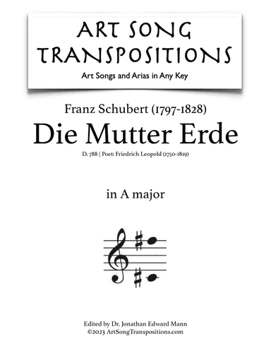 SCHUBERT: Die Mutter Erde, D. 788 (transposed to A major)