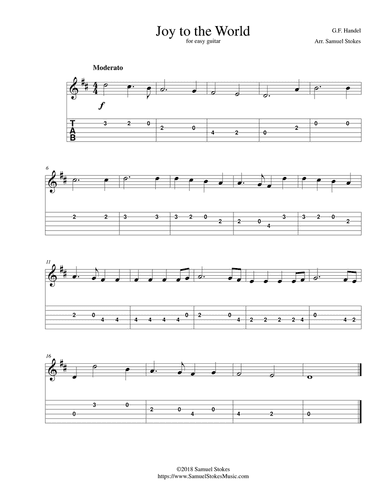 Joy to the World - for easy guitar with TAB