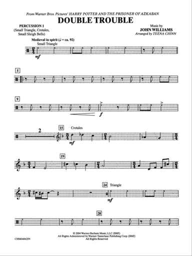 Double Trouble (from Harry Potter and the Prisoner of Azkaban): 1st Percussion