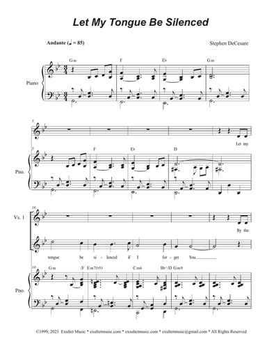 Let My Tongue Be Silenced (Unison choir - Medium Key)
