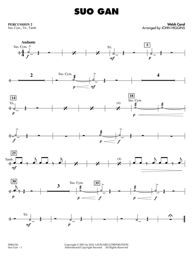 Suo Gân (arr. John Higgins) - Percussion 2