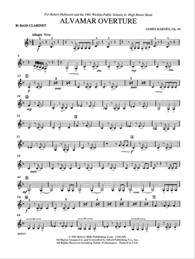 Alvamar Overture: B-flat Bass Clarinet