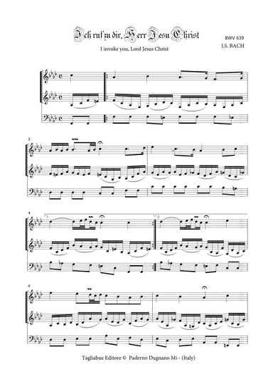 BACH J.S. - BWV 639 - ICH RUF DIR, HERRE JESU CHRIST - For Organ