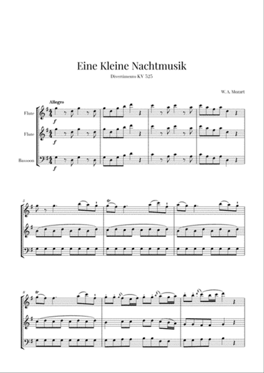 Eine Kleine Nachtmusik for 2 Flutes and Bassoon