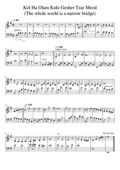 Kol Ha Olam Kulo Gesher Tzar Meod Duet