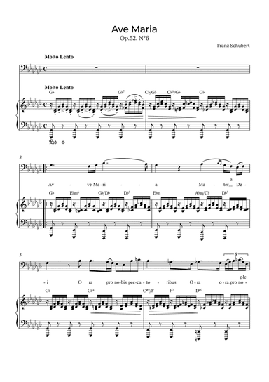 Ave Maria Schubert - Baritone with chords in Gb