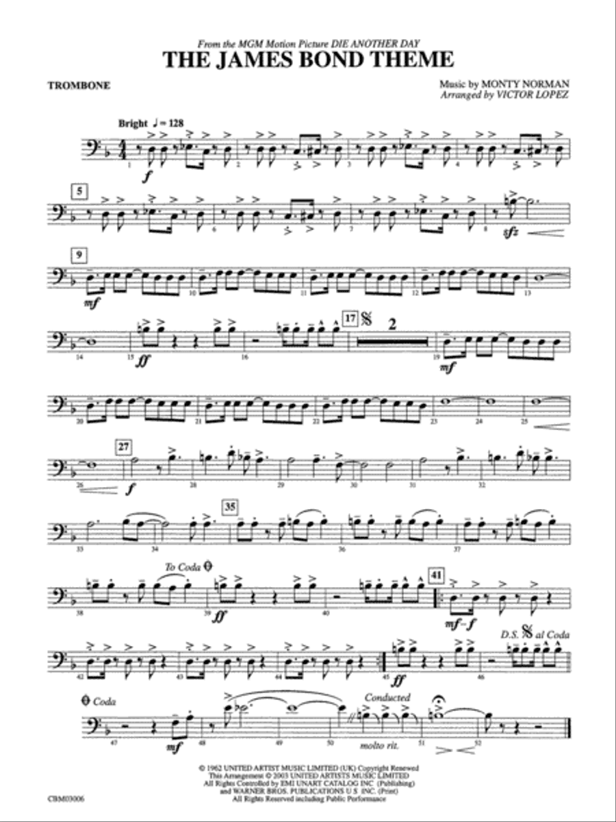The James Bond Theme (from Die Another Day): 1st Trombone