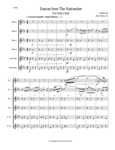 Six Dances from The Nutcracker by Tchaikowsky for Flute Choir