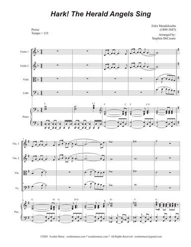 Hark! The Herald Angels Sing (String Quartet and Piano)