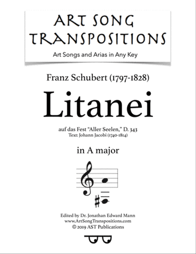 SCHUBERT: Litanei, D. 343 (transposed to A major)