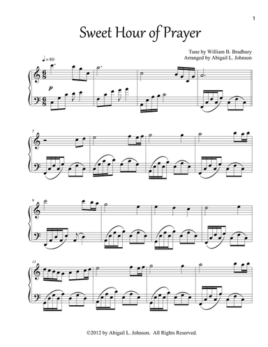 Sweet Hour of Prayer - Piano Solo