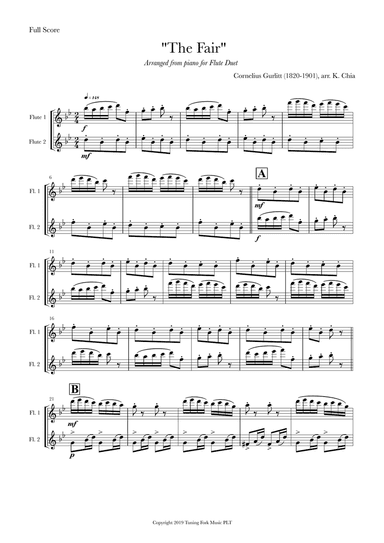 "The Fair" by Cornelius Gurlitt, arranged for Flute Duet