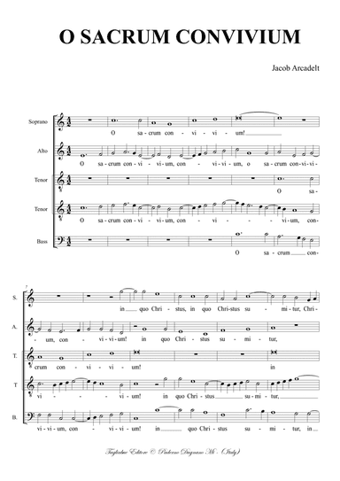 Jacob Arcadelt. O SACRUM CONVIVIUM for SATTB Choir