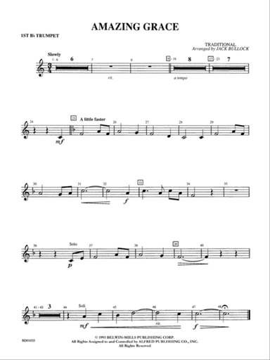 Amazing Grace: 1st B-flat Trumpet