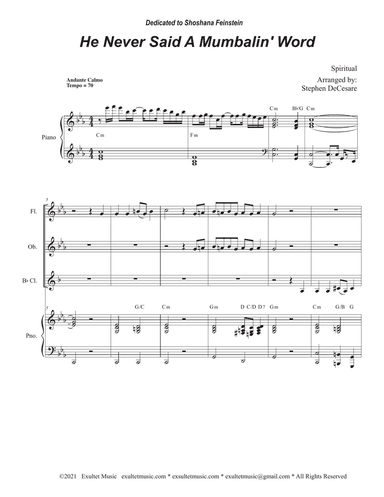 He Never Said A Mumbalin' Word (Woodwind Quartet and Piano)