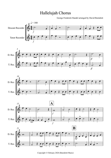 Hallelujah Chorus for Descant and Tenor Recorder Duet