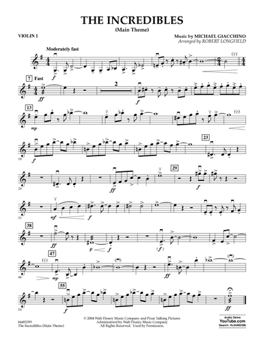 The Incredibles (Main Theme) (arr. Robert Longfield) - Violin 1