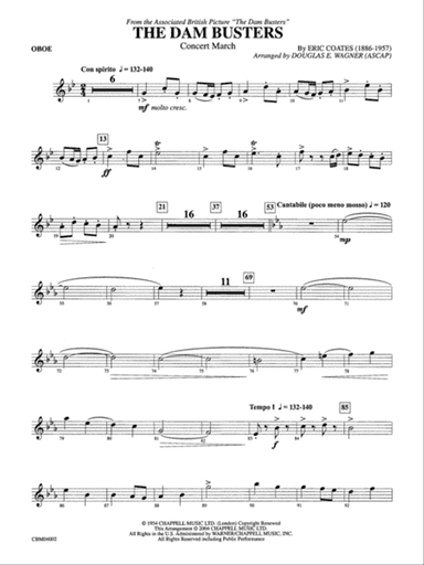 The Dam Busters Concert March: Oboe