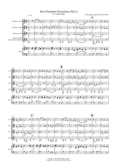 2 Christmas Favourites for Clarinet Quartet (volume one)