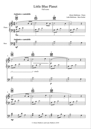 Space Voyage for Piano, Bass and Guitar
