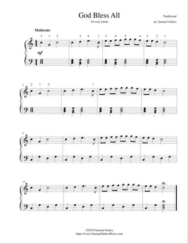 God Bless All - for easy piano