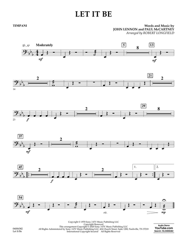 Let It Be (arr. Robert Longfield) - Timpani