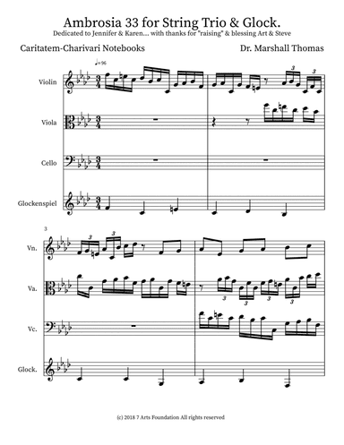 Ambrosia 33 for String Trio & Glock.