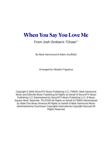 When You Say You Love Me