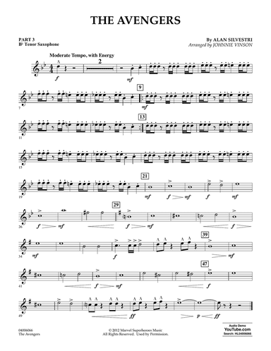 The Avengers (arr. Johnnie Vinson) - Pt.3 - Bb Tenor Saxophone