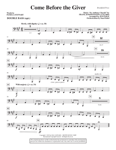 Come Before the Giver (arr. Jon Paige) - Double Bass (opt.)