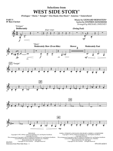 West Side Story (Selections for Flex-Band) (arr. Michael Sweeney) - Pt.5 - Bb Bass Clarinet