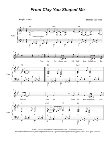 From Clay You Shaped Me (Unison choir)
