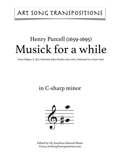 PURCELL: Musick for a while (transposed to C-sharp minor)