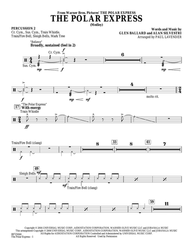 The Polar Express (Medley) (arr. Paul Lavender) - Percussion 2