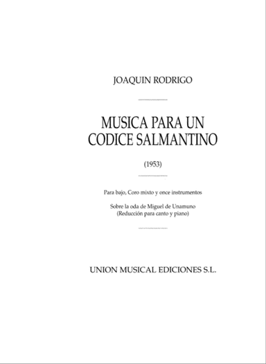 Musica Para Un Codice Salmantino (SATB/Piano)