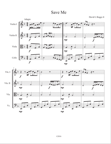Quartet 3 Save Me - Easy String Quartet