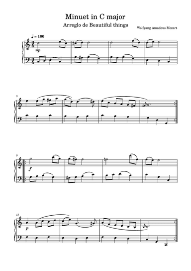 Minuet in C mayor-Wolfgang Amadeus Mozart